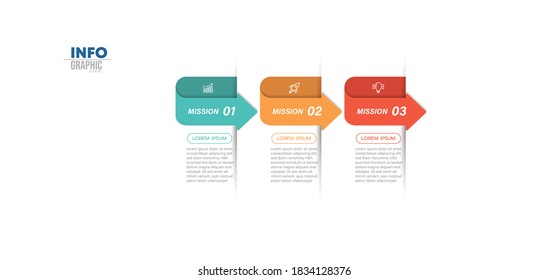 ilustración vectorial Plantilla de diseño infográfico con iconos y 3 opciones o pasos. Se puede usar para procesos, presentaciones, diseño, banner, gráfico de información.