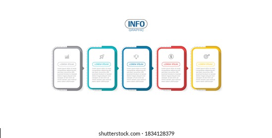 Vektorgrafik Infografische Design-Vorlage mit Symbolen und 5 Optionen oder Schritte. Kann für Prozess, Präsentationen, Layout, Banner, Infografik verwendet werden.