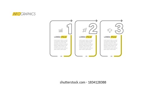 ilustración vectorial Plantilla de diseño infográfico con iconos y 3 opciones o pasos. Se puede usar para procesos, presentaciones, diseño, banner, gráfico de información.