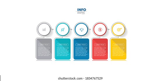 ilustración vectorial Plantilla de diseño infográfico con iconos y 5 opciones o pasos. Se puede usar para procesos, presentaciones, diseño, banner, gráfico de información.
