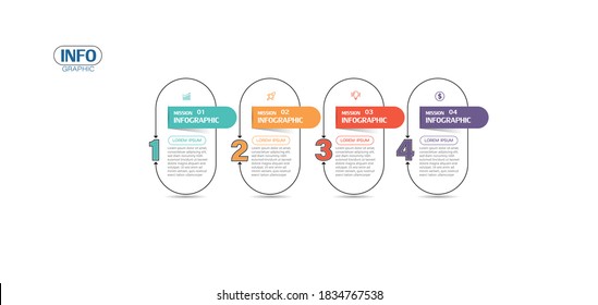 ilustración vectorial Plantilla de diseño infográfico con iconos y 4 opciones o pasos. Se puede usar para procesos, presentaciones, diseño, banner, gráfico de información.