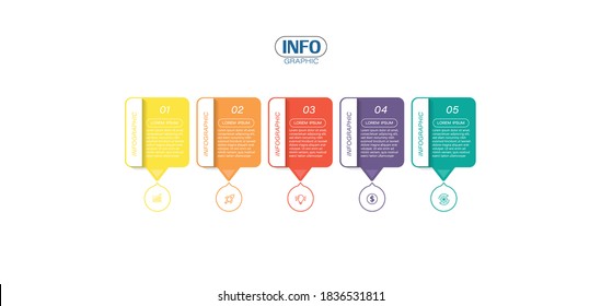 ilustración vectorial Plantilla de diseño infográfico con iconos y 5 opciones o pasos. Se puede usar para procesos, presentaciones, diseño, banner, gráfico de información.