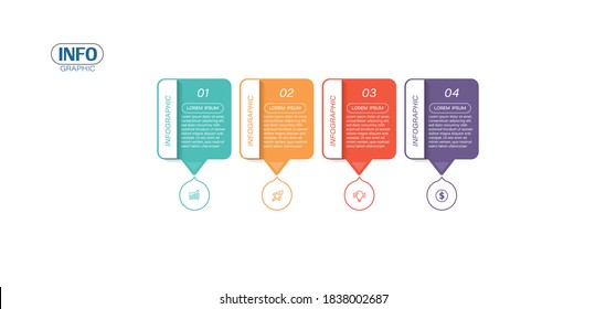ilustración vectorial Plantilla de diseño infográfico con iconos y 4 opciones o pasos. Se puede usar para procesos, presentaciones, diseño, banner, gráfico de información.