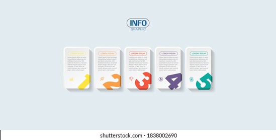 ilustración vectorial Plantilla de diseño infográfico con iconos y 5 opciones o pasos. Se puede usar para procesos, presentaciones, diseño, banner, gráfico de información.