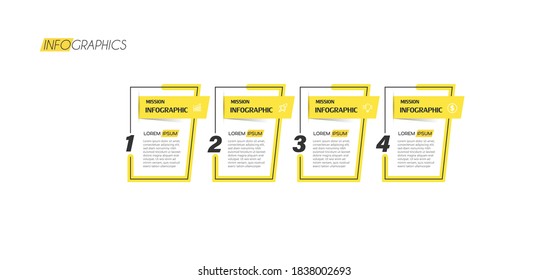 ilustración vectorial Plantilla de diseño infográfico con iconos y 4 opciones o pasos. Se puede usar para procesos, presentaciones, diseño, banner, gráfico de información.