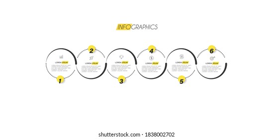 vector illustration Infographic design template with icons and 6 options or steps. Can be used for process, presentations, layout, banner,info graph.