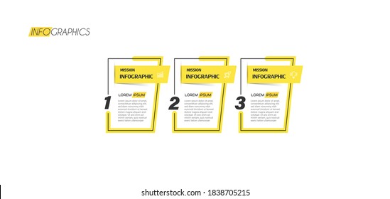 ilustración vectorial Plantilla de diseño infográfico con iconos y 3 opciones o pasos. Se puede usar para procesos, presentaciones, diseño, banner, gráfico de información.