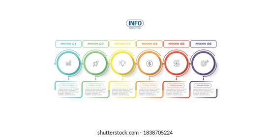 Vektorgrafik Infografische Design-Vorlage mit Symbolen und 6 Optionen oder Schritte. Kann für Prozess, Präsentationen, Layout, Banner, Infografik verwendet werden.