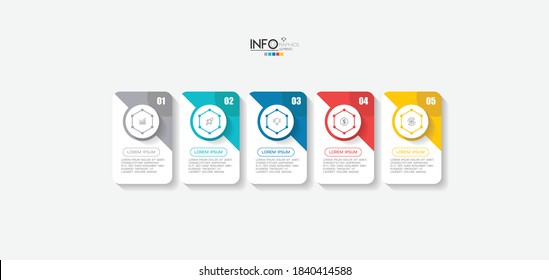 vector illustration Infographic design template with icons and 5 options or steps. Can be used for process, presentations, layout, banner,info graph.
