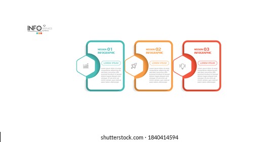 ilustración vectorial Plantilla de diseño infográfico con iconos y 3 opciones o pasos. Se puede usar para procesos, presentaciones, diseño, banner, gráfico de información.