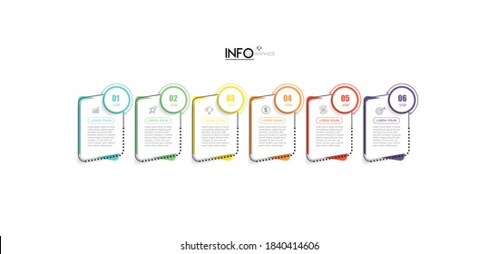 vector illustration Infographic design template with icons and 6 options or steps. Can be used for process, presentations, layout, banner,info graph.