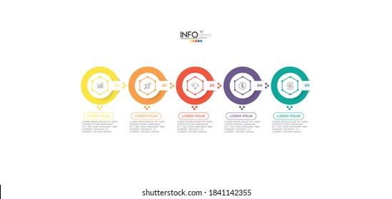 Vektorgrafik Infografische Design-Vorlage mit Symbolen und 5 Optionen oder Schritte. Kann für Prozess, Präsentationen, Layout, Banner, Infografik verwendet werden.