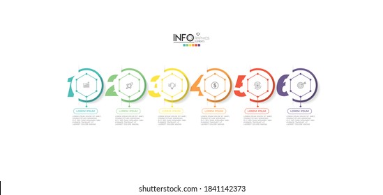 ilustración vectorial Plantilla de diseño infográfico con iconos y 6 opciones o pasos. Se puede usar para procesos, presentaciones, diseño, banner, gráfico de información.
