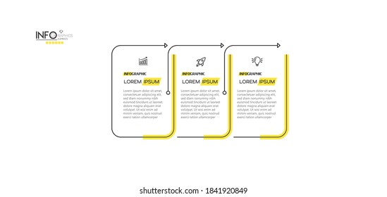 ilustración vectorial Plantilla de diseño infográfico con iconos y 3 opciones o pasos. Se puede usar para procesos, presentaciones, diseño, banner, gráfico de información.