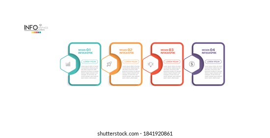 ilustración vectorial Plantilla de diseño infográfico con iconos y 4 opciones o pasos. Se puede usar para procesos, presentaciones, diseño, banner, gráfico de información.