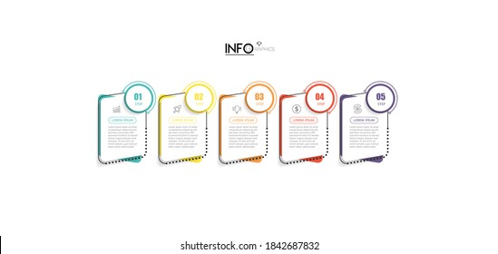 ilustración vectorial Plantilla de diseño infográfico con iconos y 5 opciones o pasos. Se puede usar para procesos, presentaciones, diseño, banner, gráfico de información.