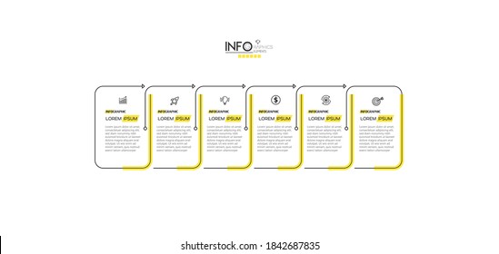 vector illustration Infographic design template with icons and 6 options or steps. Can be used for process, presentations, layout, banner,info graph.
