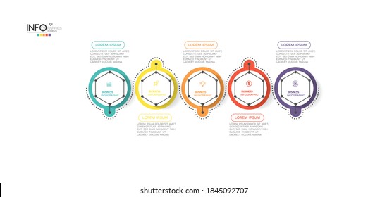ilustración vectorial Plantilla de diseño infográfico con iconos y 5 opciones o pasos. Se puede usar para procesos, presentaciones, diseño, banner, gráfico de información.