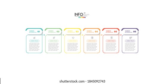 vector illustration Infographic design template with icons and 6 options or steps. Can be used for process, presentations, layout, banner,info graph.