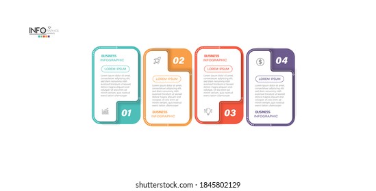 Vektorgrafik Infografische Design-Vorlage mit Symbolen und 4 Optionen oder Schritten. Kann für Prozess, Präsentationen, Layout, Banner, Infografik verwendet werden.