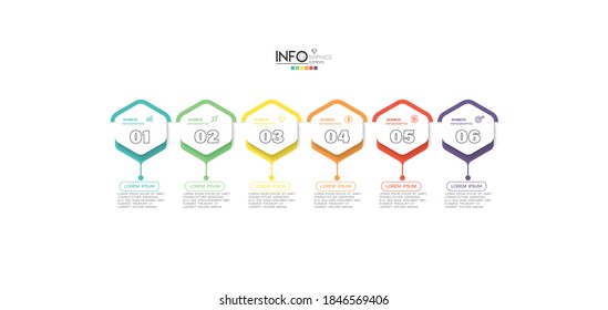 Vektorgrafik Infografische Design-Vorlage mit Symbolen und 6 Optionen oder Schritte. Kann für Prozess, Präsentationen, Layout, Banner, Infografik verwendet werden.