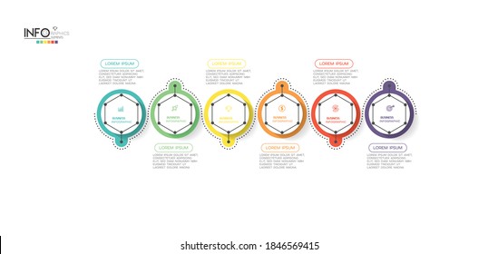 vector illustration Infographic design template with icons and 6 options or steps. Can be used for process, presentations, layout, banner,info graph.