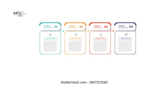 ilustración vectorial Plantilla de diseño infográfico con iconos y 4 opciones o pasos. Se puede usar para procesos, presentaciones, diseño, banner, gráfico de información.