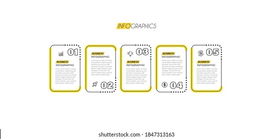 ilustración vectorial Plantilla de diseño infográfico con iconos y 5 opciones o pasos. Se puede usar para procesos, presentaciones, diseño, banner, gráfico de información.