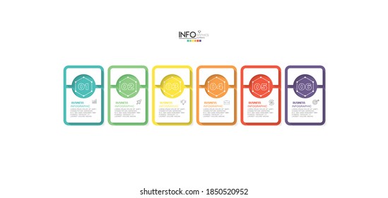 vector illustration Infographic design template with icons and 6 options or steps. Can be used for process, presentations, layout, banner,info graph.