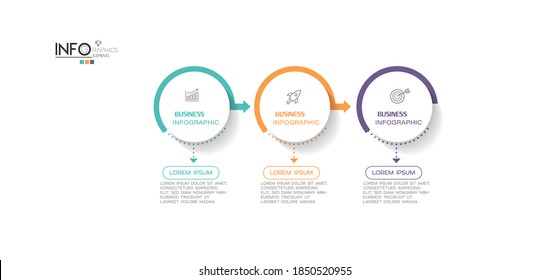 ilustración vectorial Plantilla de diseño infográfico con iconos y 3 opciones o pasos. Se puede usar para procesos, presentaciones, diseño, banner, gráfico de información.