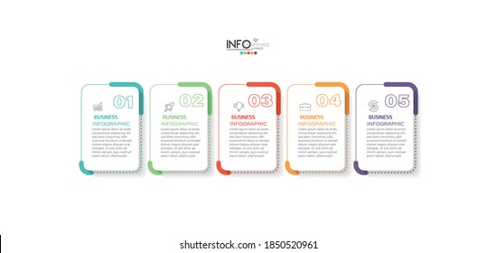 ilustración vectorial Plantilla de diseño infográfico con iconos y 5 opciones o pasos. Se puede usar para procesos, presentaciones, diseño, banner, gráfico de información.