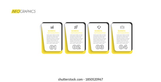 ilustración vectorial Plantilla de diseño infográfico con iconos y 4 opciones o pasos. Se puede usar para procesos, presentaciones, diseño, banner, gráfico de información.