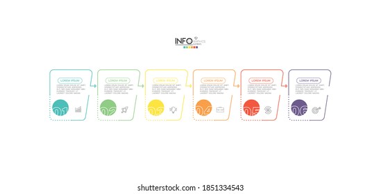 vector illustration Infographic design template with icons and 6 options or steps. Can be used for process, presentations, layout, banner,info graph.