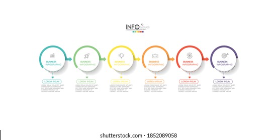 vector illustration Infographic design template with icons and 6 options or steps. Can be used for process, presentations, layout, banner,info graph.