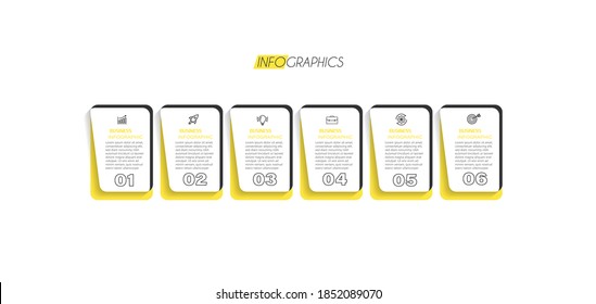 Vektorgrafik Infografische Design-Vorlage mit Symbolen und 6 Optionen oder Schritte. Kann für Prozess, Präsentationen, Layout, Banner, Infografik verwendet werden.