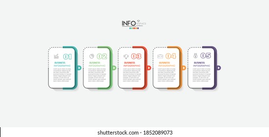 ilustración vectorial Plantilla de diseño infográfico con iconos y 5 opciones o pasos. Se puede usar para procesos, presentaciones, diseño, banner, gráfico de información.