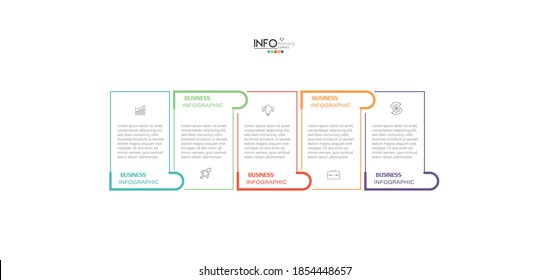 ilustración vectorial Plantilla de diseño infográfico con iconos y 5 opciones o pasos. Se puede usar para procesos, presentaciones, diseño, banner, gráfico de información.
