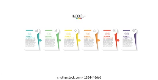 vector illustration Infographic design template with icons and 6 options or steps. Can be used for process, presentations, layout, banner,info graph.