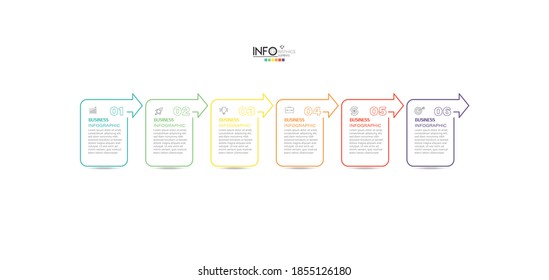 ilustración vectorial Plantilla de diseño infográfico con iconos y 6 opciones o pasos. Se puede usar para procesos, presentaciones, diseño, banner, gráfico de información.