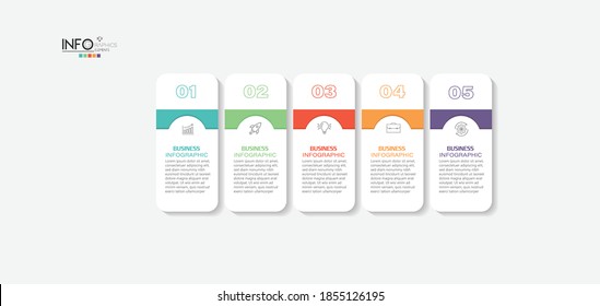 ilustración vectorial Plantilla de diseño infográfico con iconos y 5 opciones o pasos. Se puede usar para procesos, presentaciones, diseño, banner, gráfico de información.