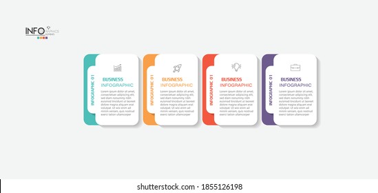 ilustración vectorial Plantilla de diseño infográfico con iconos y 4 opciones o pasos. Se puede usar para procesos, presentaciones, diseño, banner, gráfico de información.