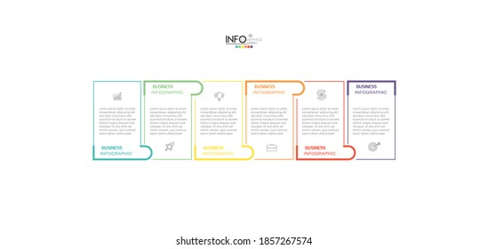 ilustración vectorial Plantilla de diseño infográfico con iconos y 6 opciones o pasos. Se puede usar para procesos, presentaciones, diseño, banner, gráfico de información.