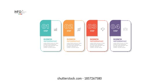 ilustración vectorial Plantilla de diseño infográfico con iconos y 4 opciones o pasos. Se puede usar para procesos, presentaciones, diseño, banner, gráfico de información.