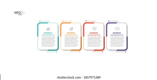 ilustración vectorial Plantilla de diseño infográfico con iconos y 4 opciones o pasos. Se puede usar para procesos, presentaciones, diseño, banner, gráfico de información.