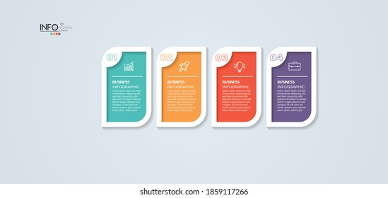 ilustración vectorial Plantilla de diseño infográfico con iconos y 4 opciones o pasos. Se puede usar para procesos, presentaciones, diseño, banner, gráfico de información.