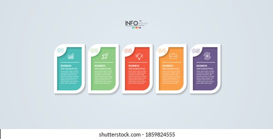ilustración vectorial Plantilla de diseño infográfico con iconos y 5 opciones o pasos. Se puede usar para procesos, presentaciones, diseño, banner, gráfico de información.
