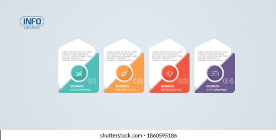 ilustración vectorial Plantilla de diseño infográfico con iconos y 4 opciones o pasos. Se puede usar para procesos, presentaciones, diseño, banner, gráfico de información.