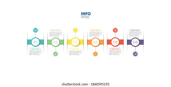 ilustración vectorial Plantilla de diseño infográfico con iconos y 6 opciones o pasos. Se puede usar para procesos, presentaciones, diseño, banner, gráfico de información.