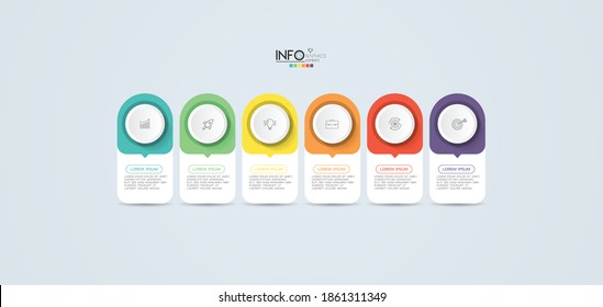 vector illustration Infographic design template with icons and 6 options or steps. Can be used for process, presentations, layout, banner,info graph.