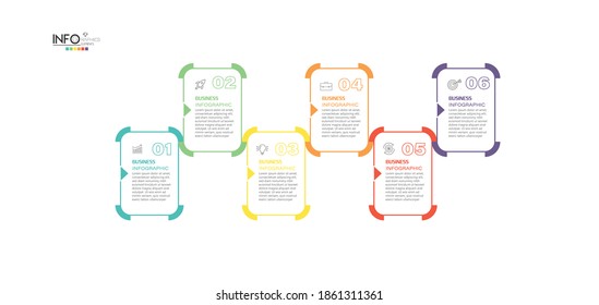 Vektorgrafik Infografische Design-Vorlage mit Symbolen und 6 Optionen oder Schritte. Kann für Prozess, Präsentationen, Layout, Banner, Infografik verwendet werden.